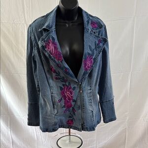Floral Embroidered Denim Jacket